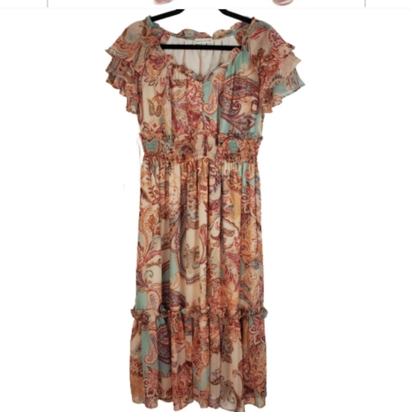 Anthropologie MOON RIVER PAISLEY BOHO MIDI DRESS EUC - Picture 4 of 8